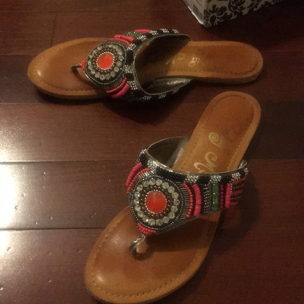 Gorgeous colorful stone and beaded sandals